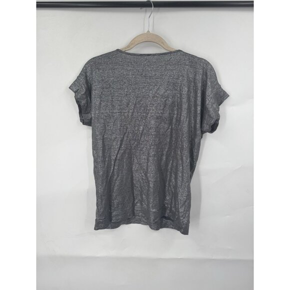 Eileen Fisher Metallic Silver Linen Jersey Drape Fit T-Shirt Women PP Minimalist - Picture 2 of 7